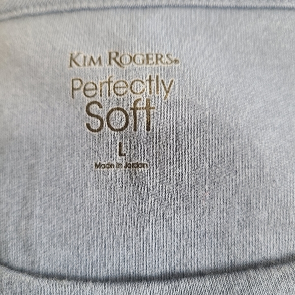 (386) Kim Roger's Woman's Long Sleeve Activewear Crewneck T-Shirt, Size: L Blue - Picture 8 of 13